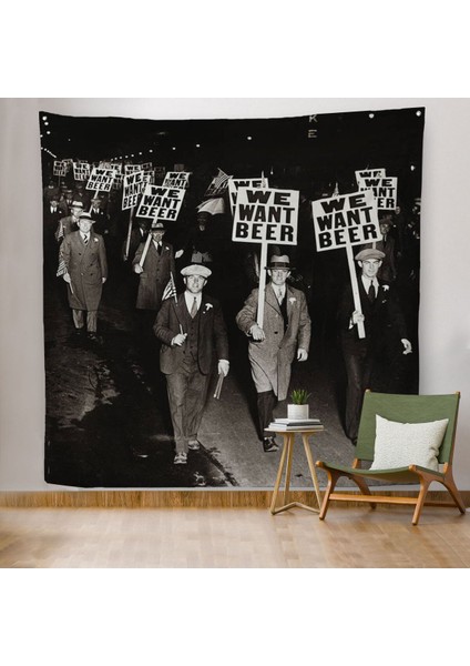 Olağandışı 1931 Yasak Protesto Fotoğrafı Kanvas Duvar ÖRTÜSÜ-HALISI-5336