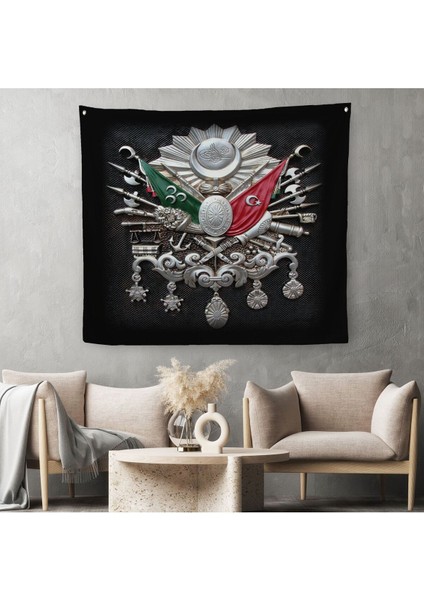 Osmanlı Tuğrası Dekoratif Kanvas Duvar ÖRTÜSÜ-HALISI-5803