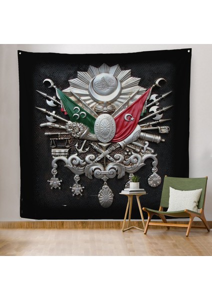 Osmanlı Tuğrası Dekoratif Kanvas Duvar ÖRTÜSÜ-HALISI-5803