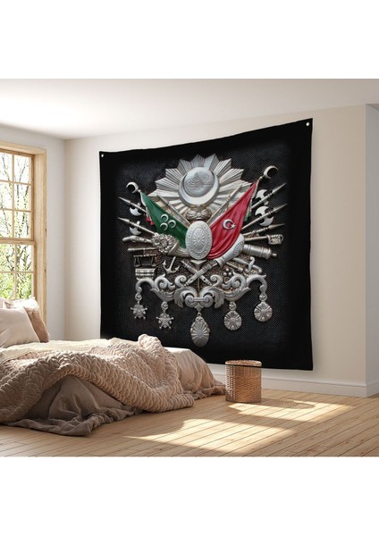 Osmanlı Tuğrası Dekoratif Kanvas Duvar ÖRTÜSÜ-HALISI-5803