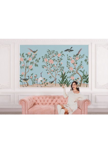 Pembe Çiçekli Ağaç ve Kuşlar Duvar KAĞIDI-5620 modelleri