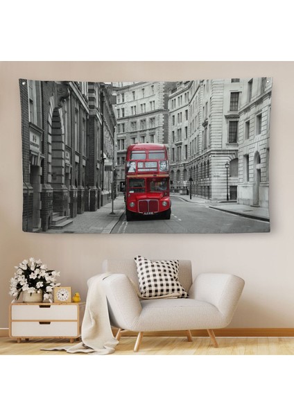Londra Kırmızı Otobüs Duvar ÖRTÜSÜ-HALISI-6622
