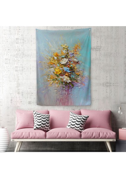 Yağlıboya Çiçek Sanatı Duvar Örtüsü - HALISI-5927