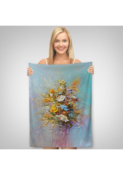 Yağlıboya Çiçek Sanatı Duvar Örtüsü - HALISI-5927 fiyatları