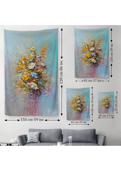 Yağlıboya Çiçek Sanatı Duvar Örtüsü - HALISI-5927 modelleri