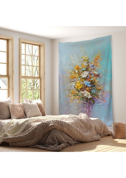 Yağlıboya Çiçek Sanatı Duvar Örtüsü - HALISI-5927