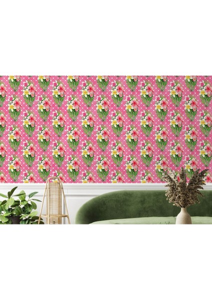 Çiçek ve Yaprak Desenli Duvar KAĞIDI-5582
