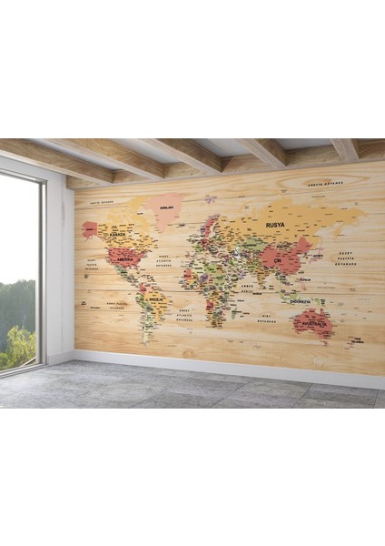 Yb Türkçe Dünya Haritası Duvar Kağıdı Detaylı Ülke ve BAŞKENTLI-2981 fiyatları
