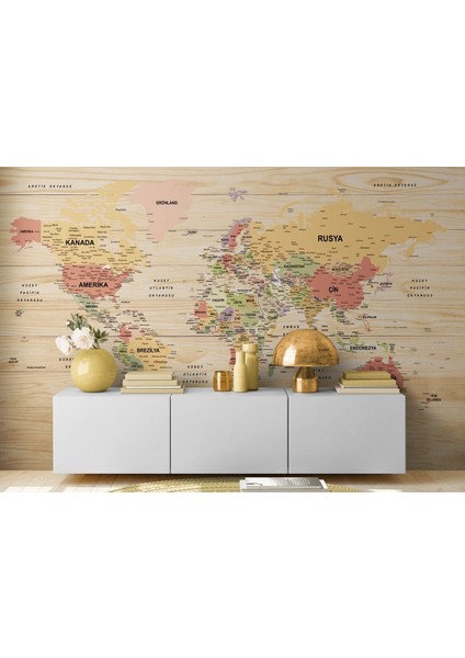 Yb Türkçe Dünya Haritası Duvar Kağıdı Detaylı Ülke ve BAŞKENTLI-2981 modelleri