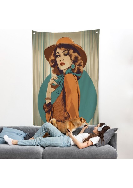 Güzel Retro Kadın Duvar ÖRTÜSÜ-8069