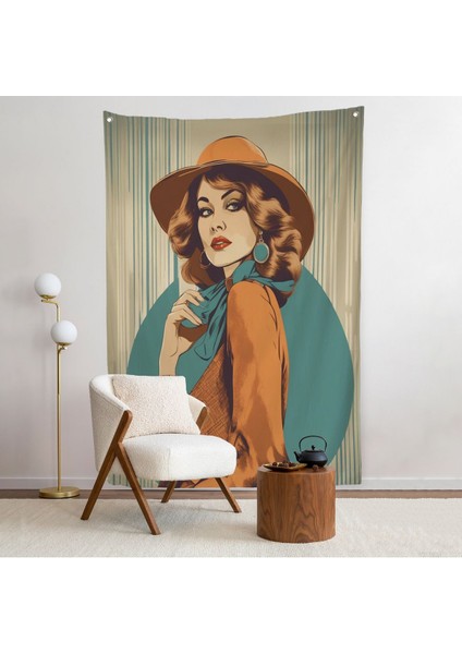 Güzel Retro Kadın Duvar ÖRTÜSÜ-8069