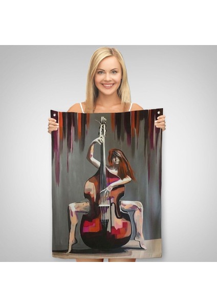 Çello Çalan Kadın Duvar Örtüsü - HALISI-6167 fiyatları