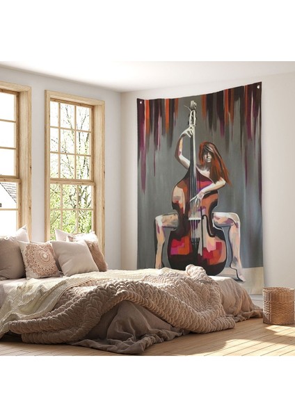 Çello Çalan Kadın Duvar Örtüsü - HALISI-6167