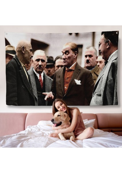 Muatafa Kemal Atatürk Yurttaş Ile Konuma Duvar ÖRTÜSÜ-7193