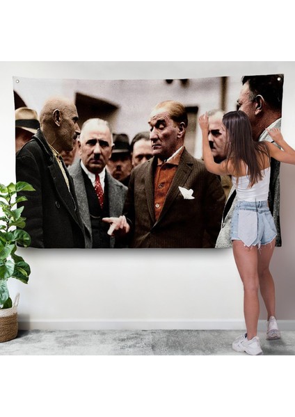 Muatafa Kemal Atatürk Yurttaş Ile Konuma Duvar ÖRTÜSÜ-7193 modelleri