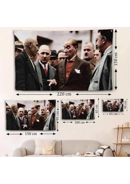 Muatafa Kemal Atatürk Yurttaş Ile Konuma Duvar ÖRTÜSÜ-7193 fırsatları