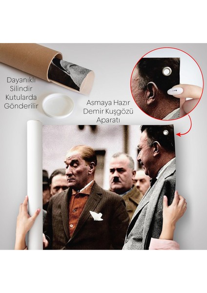 Muatafa Kemal Atatürk Yurttaş Ile Konuma Duvar ÖRTÜSÜ-7193 indirimleri