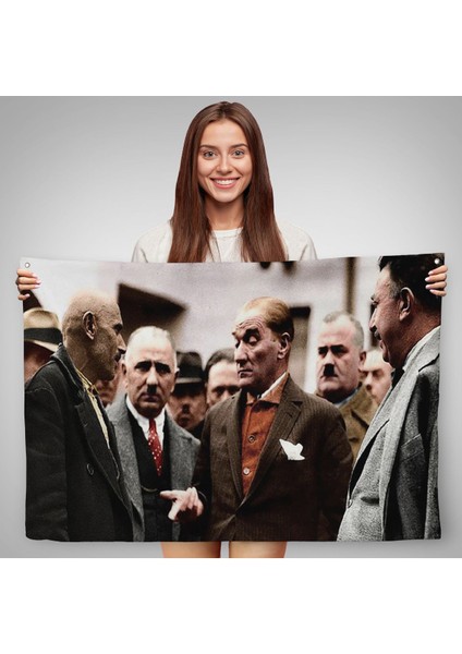 Muatafa Kemal Atatürk Yurttaş Ile Konuma Duvar ÖRTÜSÜ-7193