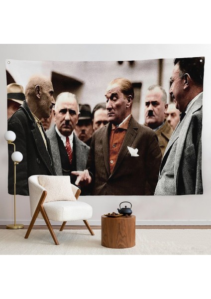 Muatafa Kemal Atatürk Yurttaş Ile Konuma Duvar ÖRTÜSÜ-7193