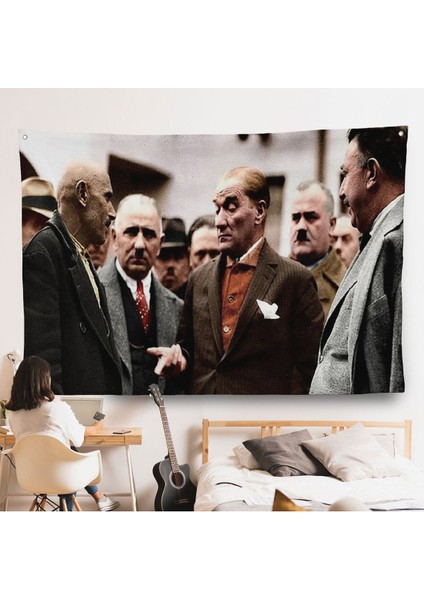 Muatafa Kemal Atatürk Yurttaş Ile Konuma Duvar ÖRTÜSÜ-7193