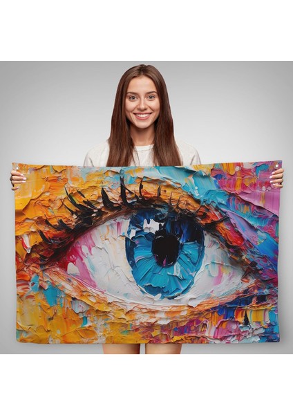 Gözün Renkli Soyut Duvar ÖRTÜSÜ-7240