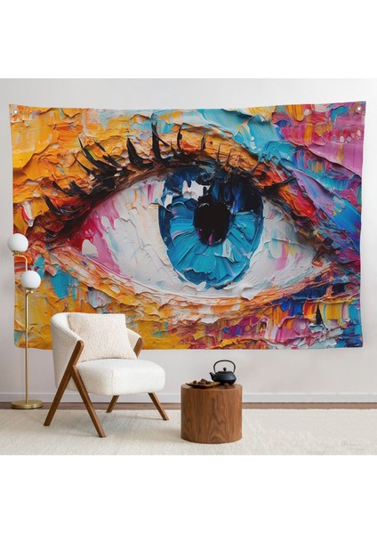 Gözün Renkli Soyut Duvar ÖRTÜSÜ-7240