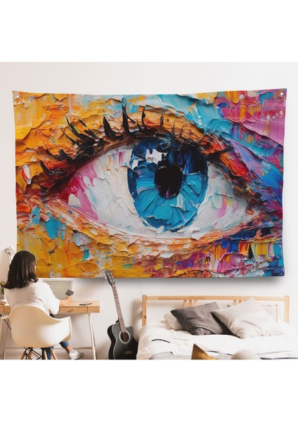 Gözün Renkli Soyut Duvar ÖRTÜSÜ-7240