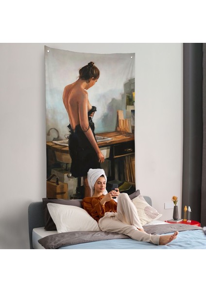 Siyah Elbiseli Kadın Duvar ÖRTÜSÜ-7961 fiyatları