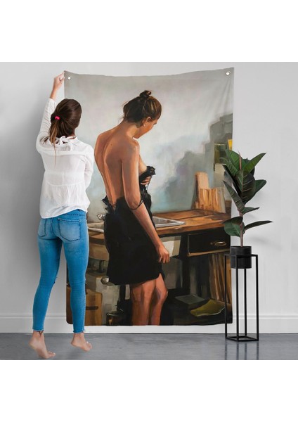 Siyah Elbiseli Kadın Duvar ÖRTÜSÜ-7961 modelleri