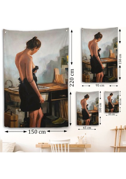 Siyah Elbiseli Kadın Duvar ÖRTÜSÜ-7961 fırsatları