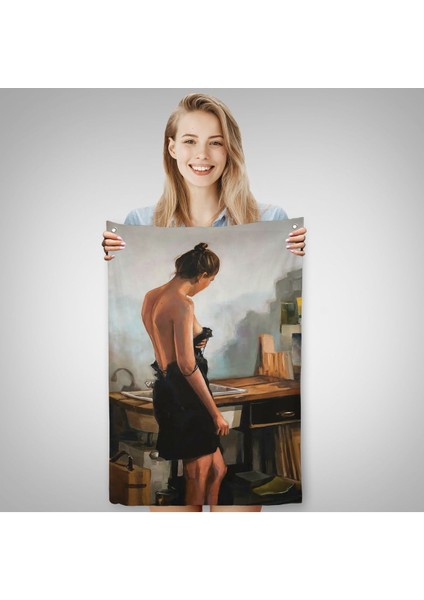 Siyah Elbiseli Kadın Duvar ÖRTÜSÜ-7961