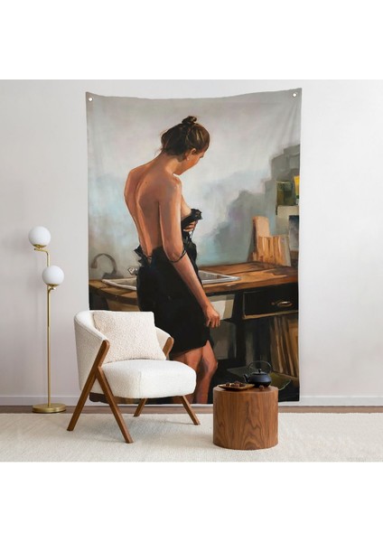 Siyah Elbiseli Kadın Duvar ÖRTÜSÜ-7961