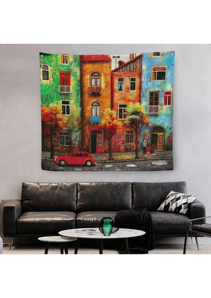 Renkli Hollanda Evleri Kanvas Duvar ÖRTÜSÜ-HALISI-5865