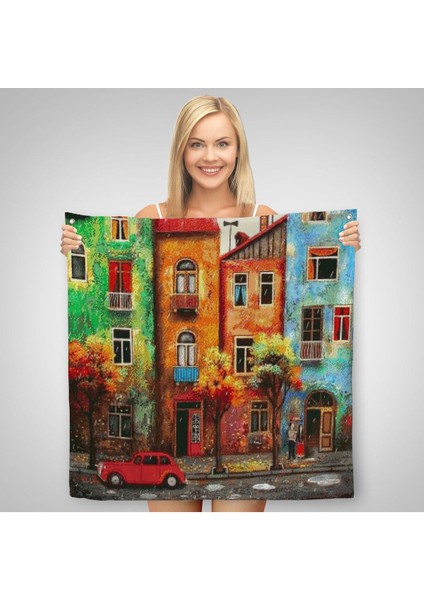 Renkli Hollanda Evleri Kanvas Duvar ÖRTÜSÜ-HALISI-5865 fiyatları
