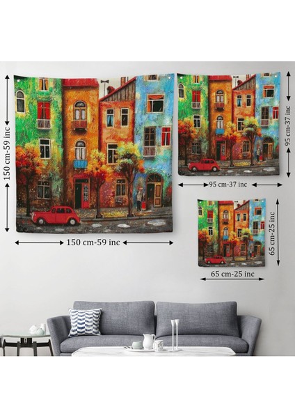 Renkli Hollanda Evleri Kanvas Duvar ÖRTÜSÜ-HALISI-5865 modelleri