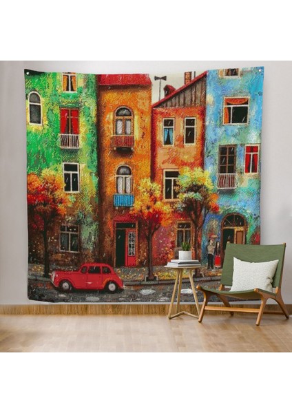 Renkli Hollanda Evleri Kanvas Duvar ÖRTÜSÜ-HALISI-5865