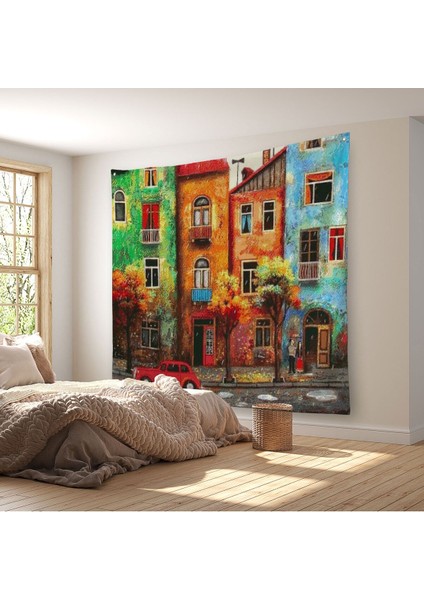 Renkli Hollanda Evleri Kanvas Duvar ÖRTÜSÜ-HALISI-5865