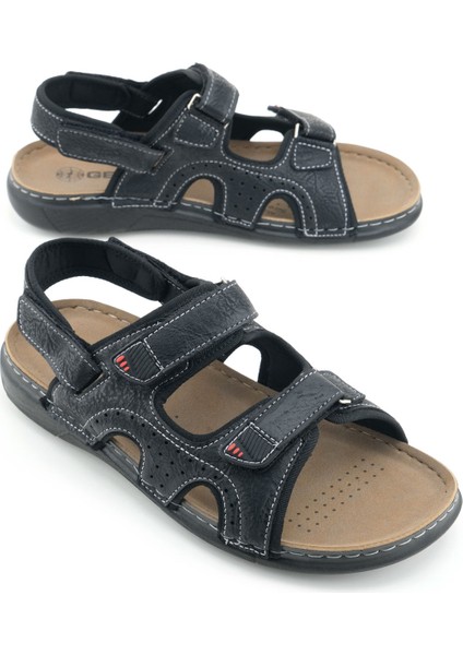 Yazlık Erkek Üstten ve Bilekten Cırt Cırtlı Ayarlanabilir Suni Deri Rahat Taban Günlük Sandalet