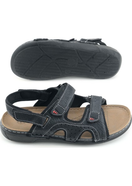 Yazlık Erkek Üstten ve Bilekten Cırt Cırtlı Ayarlanabilir Suni Deri Rahat Taban Günlük Sandalet indirimleri