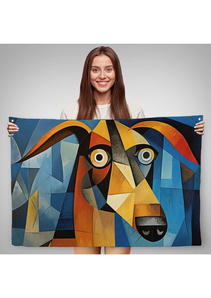 Pablo Picasso Tarzında Soyut Köpek Duvar ÖRTÜSÜ-7212
