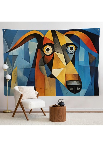 Pablo Picasso Tarzında Soyut Köpek Duvar ÖRTÜSÜ-7212