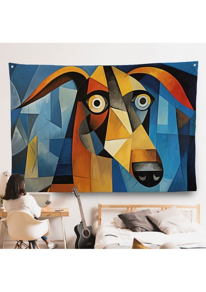 Pablo Picasso Tarzında Soyut Köpek Duvar ÖRTÜSÜ-7212