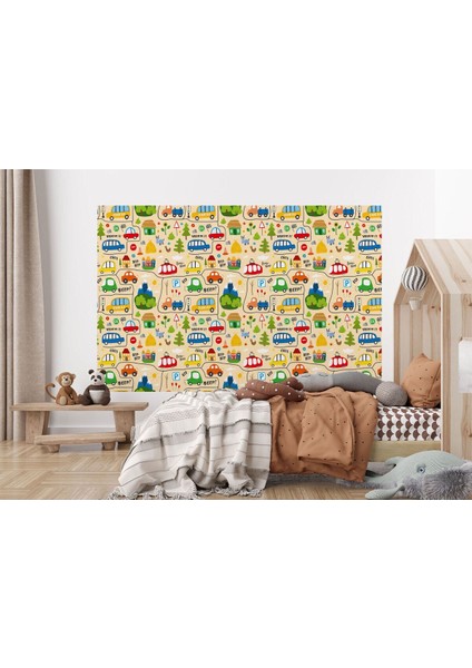 Db Sevimli Trafik Desenli Öğretici Çocuk Odası Duvar KAĞIDI-5757 modelleri