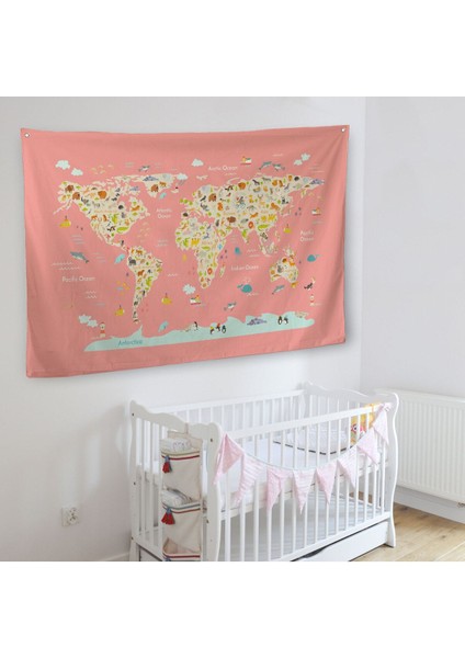 Kız Çocuğu Odası Hayvan Desenli Dekoratif Kanvas Duvar Örtüsü-Halısı 1045 fiyatları