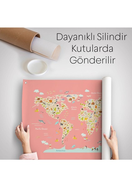 Kız Çocuğu Odası Hayvan Desenli Dekoratif Kanvas Duvar Örtüsü-Halısı 1045