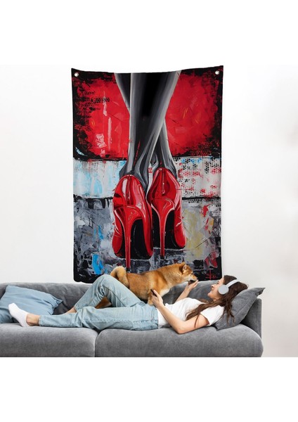 Kırmızı Ayakkabı Kadın Duvar ÖRTÜSÜ-7868
