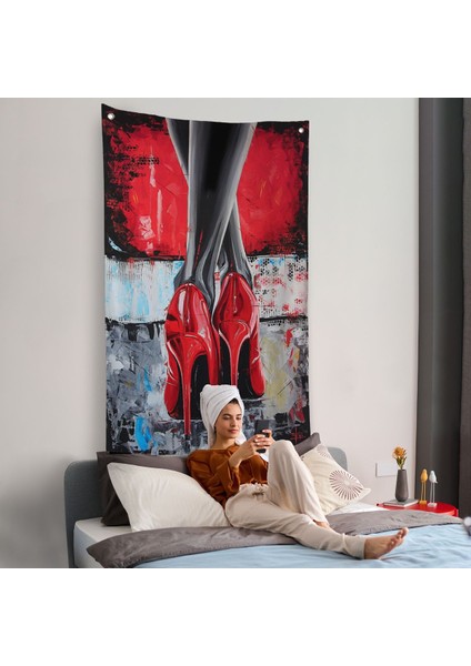 Kırmızı Ayakkabı Kadın Duvar ÖRTÜSÜ-7868 fiyatları