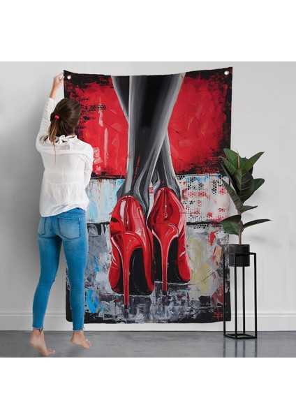 Kırmızı Ayakkabı Kadın Duvar ÖRTÜSÜ-7868 modelleri