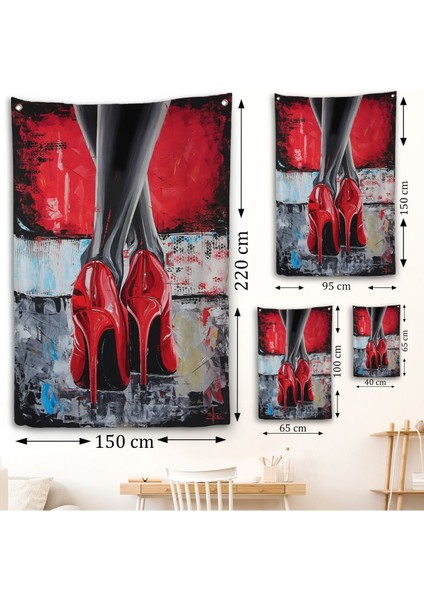 Kırmızı Ayakkabı Kadın Duvar ÖRTÜSÜ-7868 fırsatları