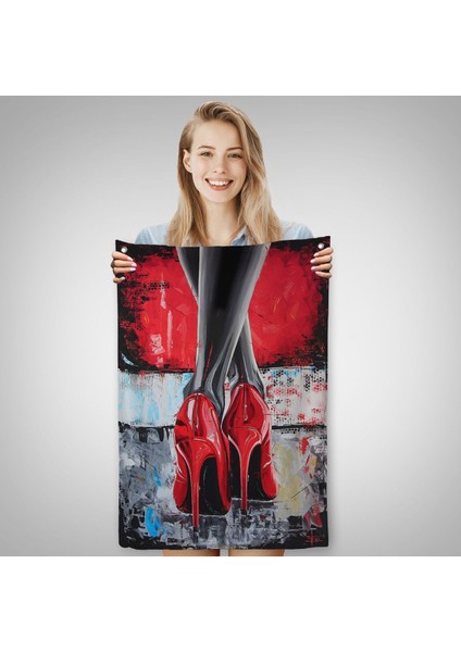 Kırmızı Ayakkabı Kadın Duvar ÖRTÜSÜ-7868